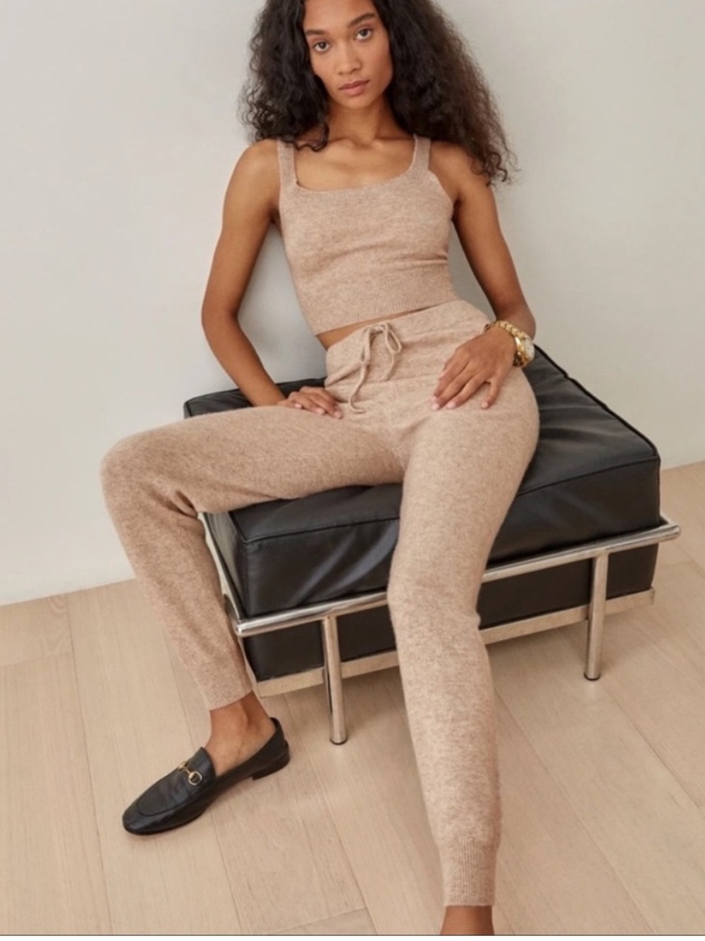 Reformation Caitlin Cashmere Pant Joggers Oatmeal